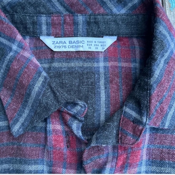 ZARA Plaid Button-Up Mini Shirt Dress With Pockets Size XS - Picture 5 of 5